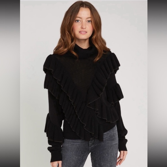 Alice + Olivia Libbie Ruffled Pullover Sweater Black NWOT Small - Picture 1 of 2